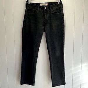 Levi’s 516 Straight Leg Denim Jeans Black Slim Fit Fade Lines Mom Jean High Rise